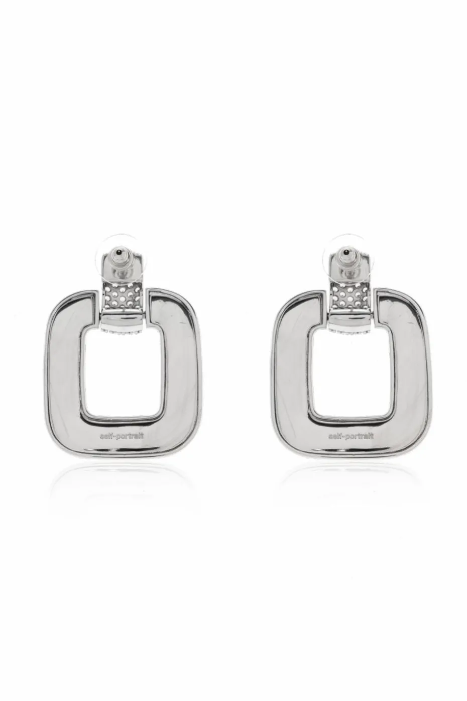 Self-Portrait SILVER Earrings with sparkling crystals