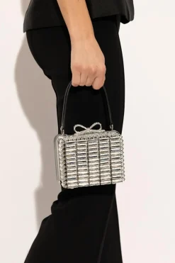 Self-Portrait SILVER Handbag with shimmering appliqués