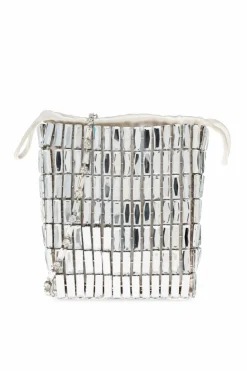 Self-Portrait SILVER Shoulder bag with shimmering crystals