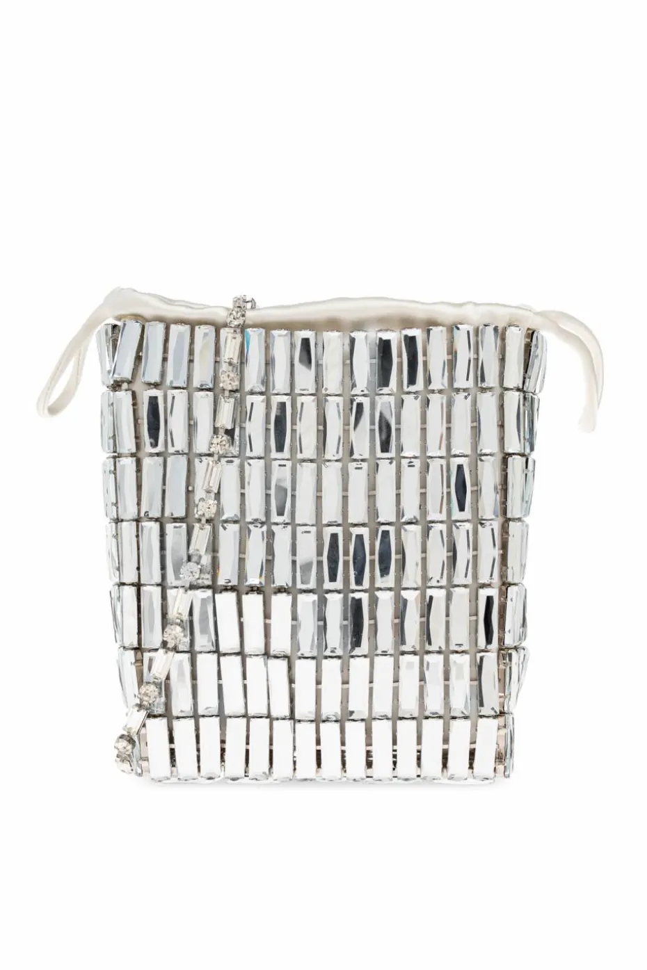 Self-Portrait SILVER Shoulder bag with shimmering crystals