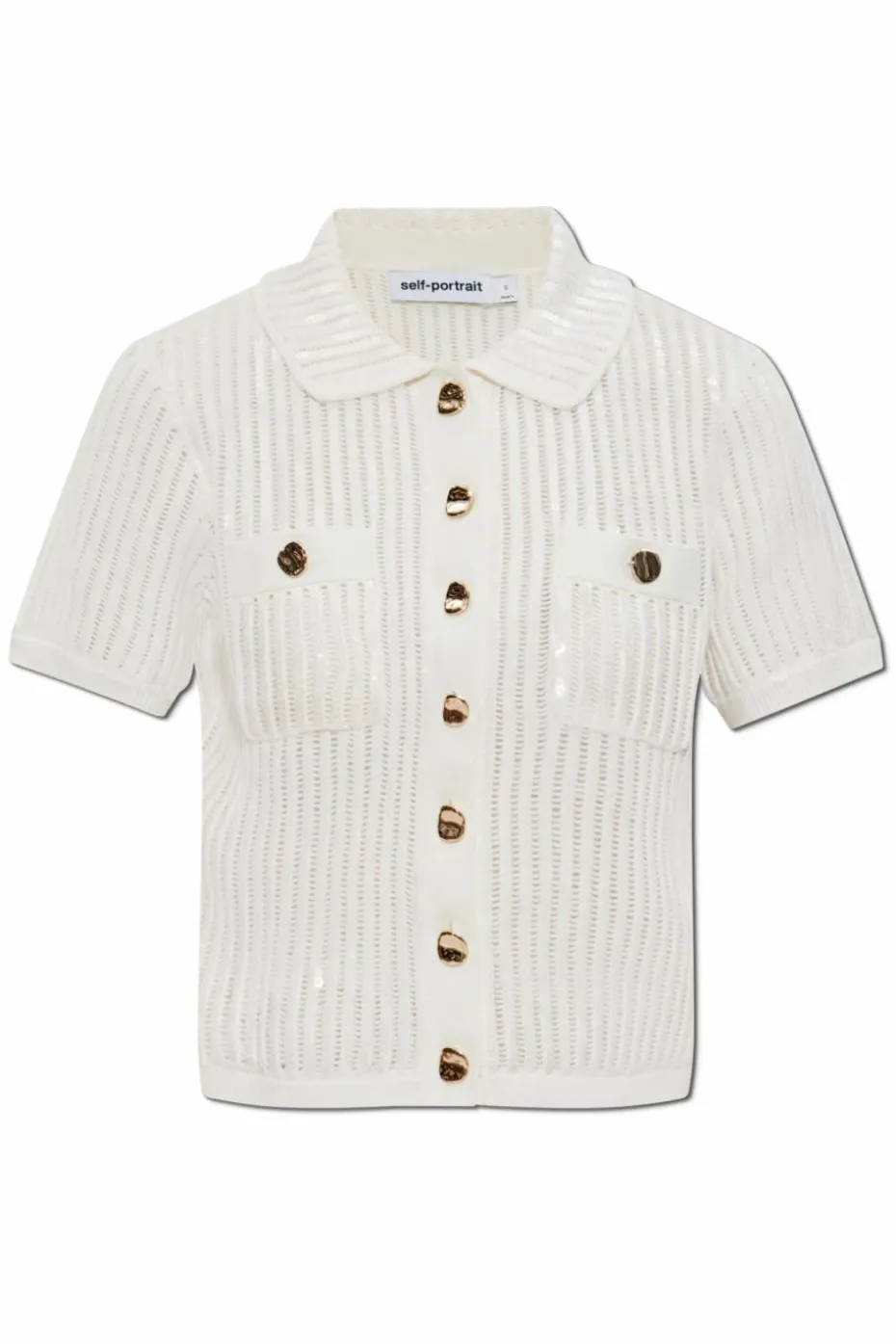 Self-Portrait WHITE Short Sleeve Cardigan