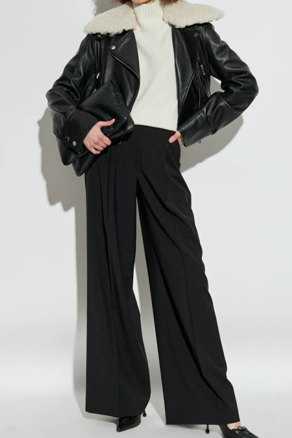 Sportmax BLACK Leather jacket ‘Toscana’