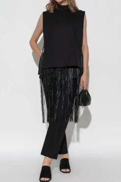 Sportmax BLACK "Soraia" top with fringes