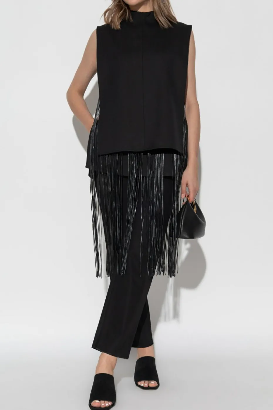 Sportmax BLACK "Soraia" top with fringes
