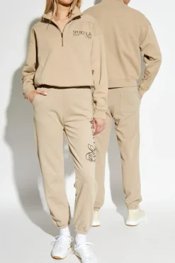 Sporty & Rich beige High Collar Sweatshirt
