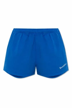 Sporty & Rich BLUE "Serif Logo Disco" shorts