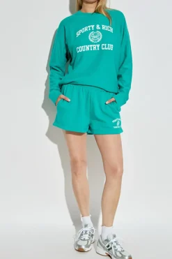 Sporty & Rich GREEN Logo shorts