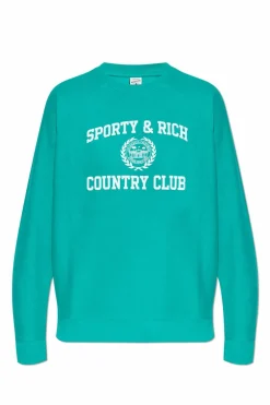 Sporty & Rich GREEN Sweatshirt with print