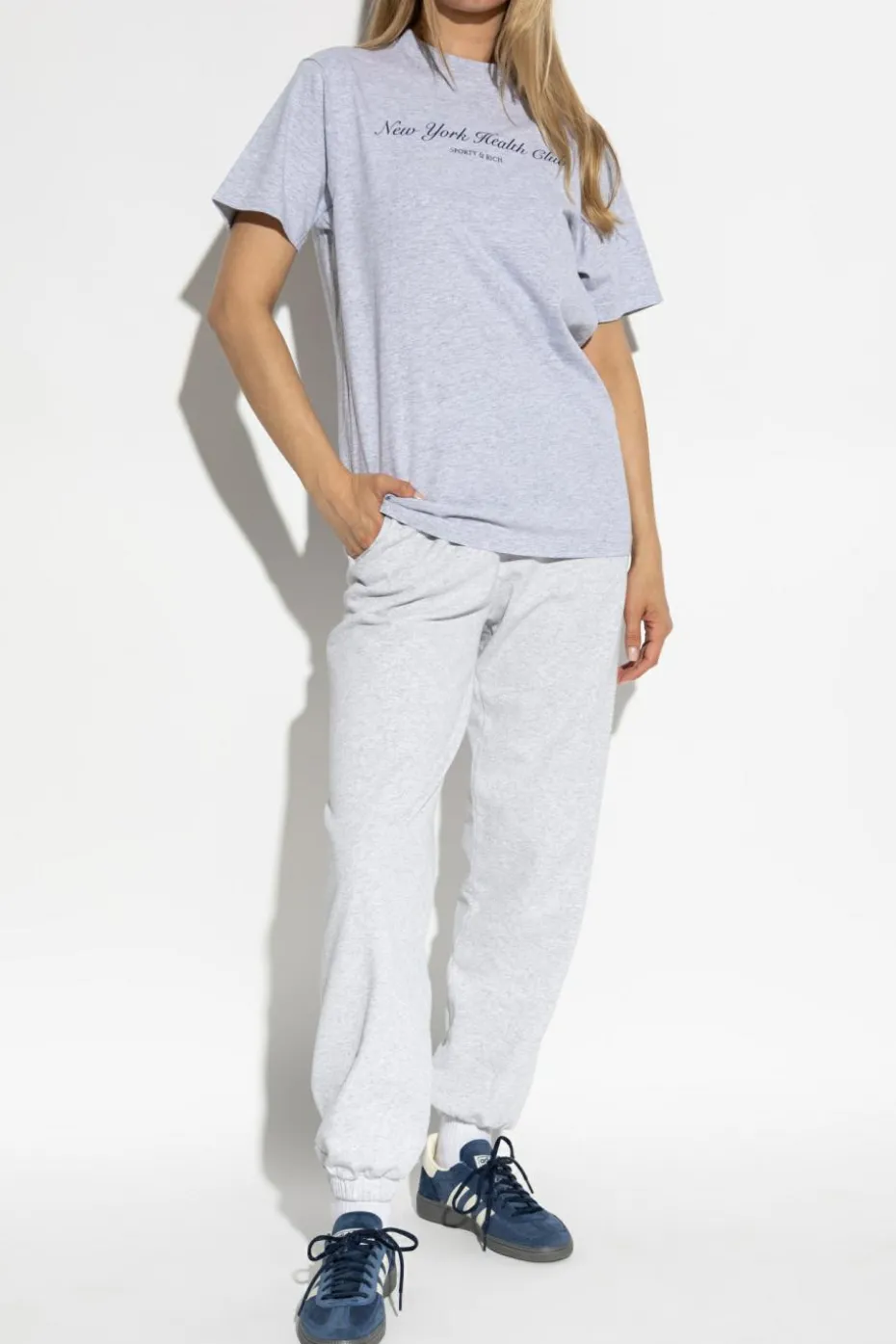 Sporty & Rich GREY T-shirt with logo
