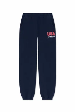 Sporty & Rich NAVY BLUE Sweatpants with logo