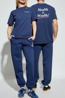 Sporty & Rich NAVY BLUE T-shirt with print