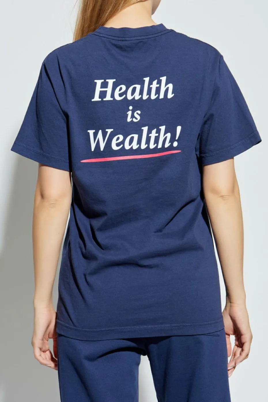 Sporty & Rich NAVY BLUE T-shirt with print