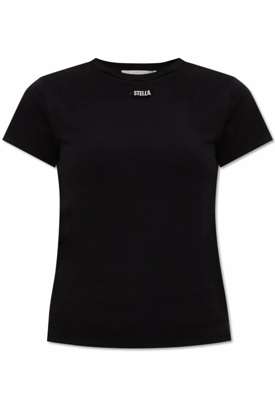 Stella McCartney BLACK T-shirt with logo-shaped applique