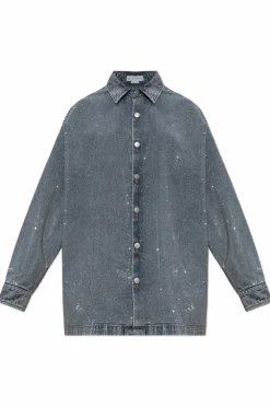 Stella McCartney BLUE Denim shirt with shimmering appliquƩs