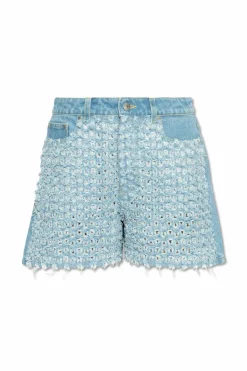 Stella McCartney BLUE High-waisted denim shorts
