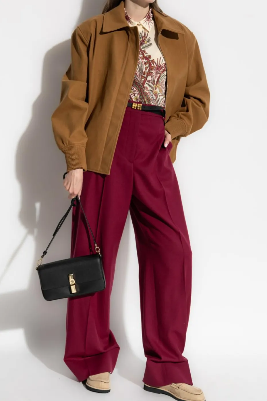 Stella McCartney BURGUNDY Wool trousers with crease