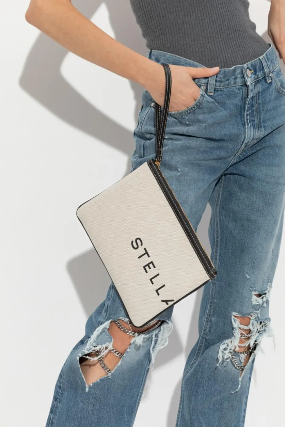 Stella McCartney cream Handbag with printed logo