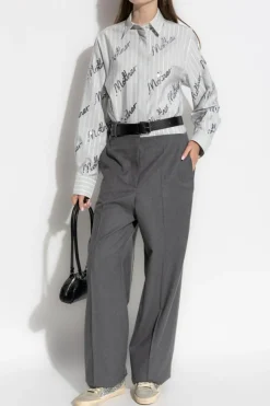 Stella McCartney GREY Wool pleated trousers