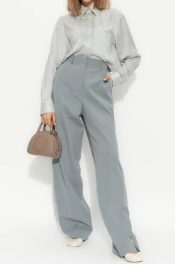 Stella McCartney GREY Wool pants with signature chain