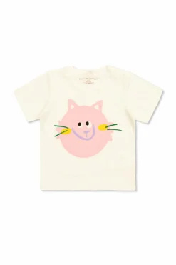 Stella McCartney Kids WHITE T-shirt with cat motif