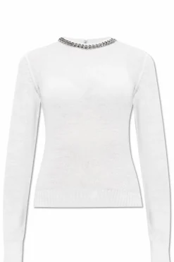 Stella McCartney WHITE Sweater with decorative chain at neckline