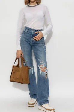 Stella McCartney WHITE Sweater with decorative chain at neckline