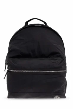 Stone Island BLACK Backpack with logo