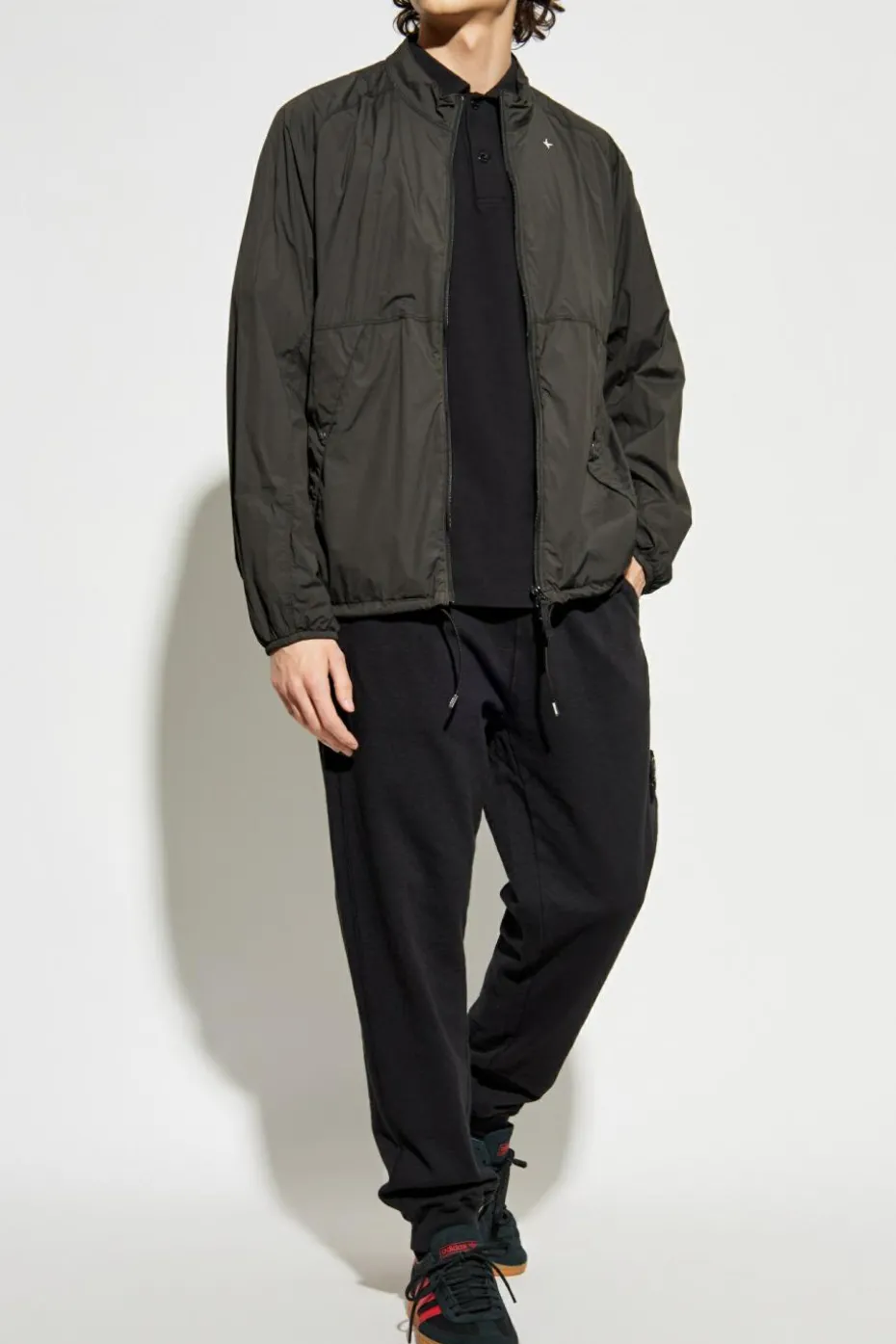 Stone Island BLACK Jacket with stand-up collar