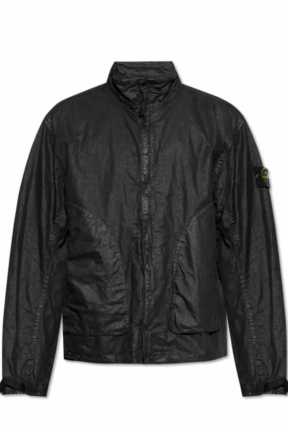Stone Island BLACK Jacket Organic-Look Nylon Panama-TC