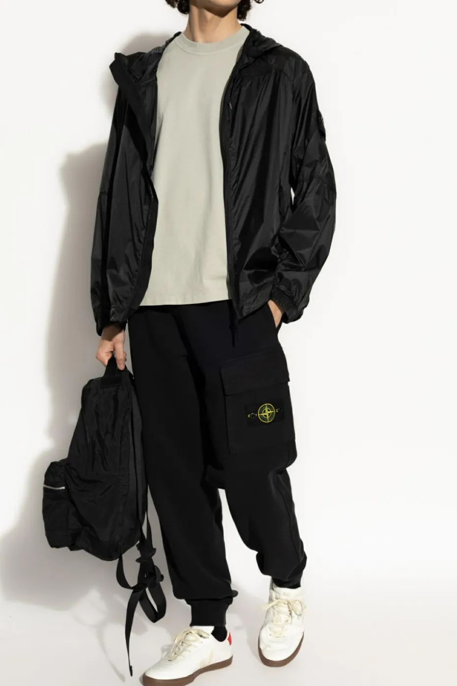 Stone Island BLACK Jacket `Ripstop Light Ht Nylon`