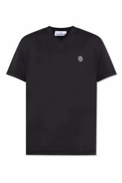 Stone Island BLACK V-neck T-shirt