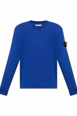 Stone Island BLUE Sweater with logo patch