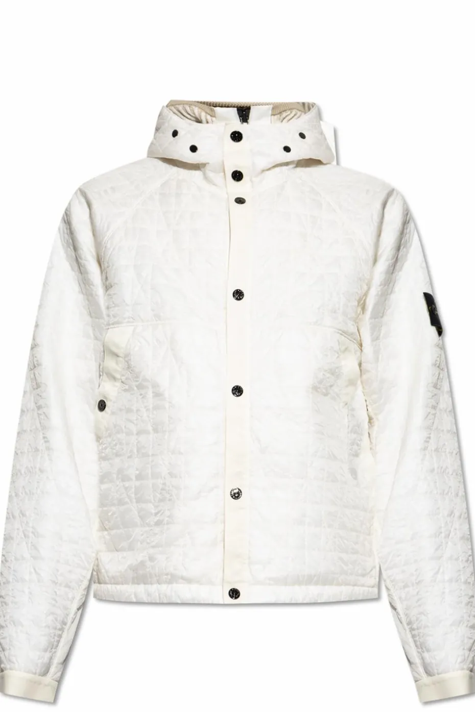 Stone Island cream Quilted jacket with detachable hood