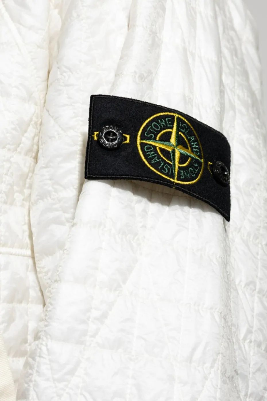 Stone Island cream Quilted jacket with detachable hood