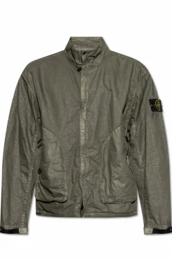Stone Island GREEN Jacket Organic-Look Nylon Panama-TC