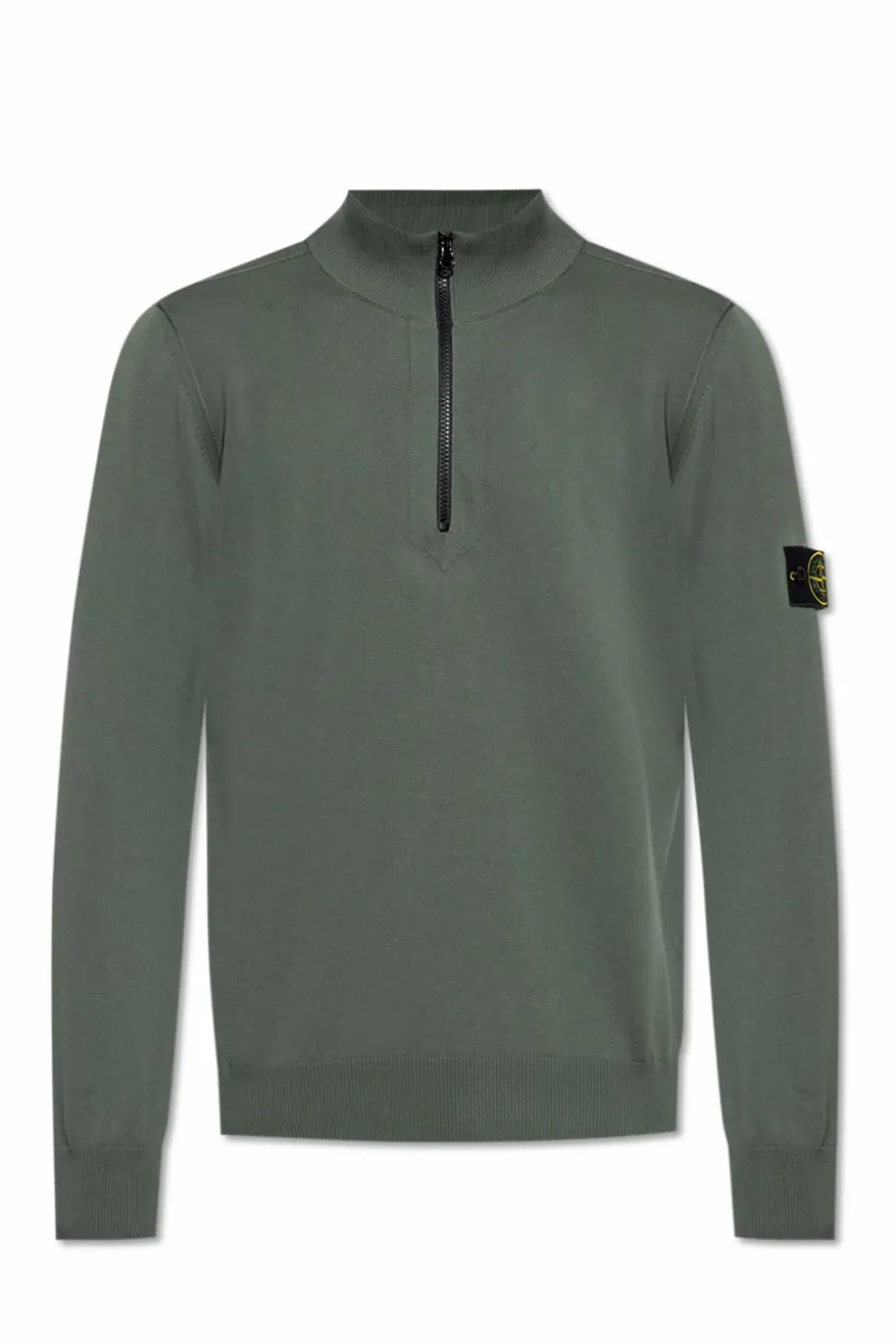 Stone Island GREEN Sweater with stand-up collar