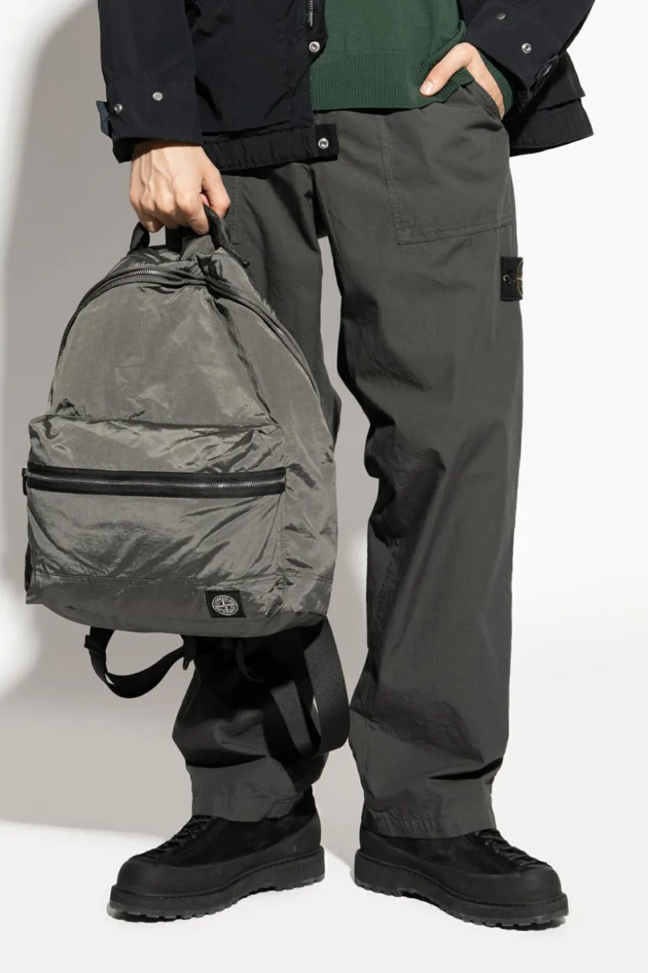 Stone Island GREY Backpack with logo