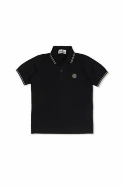 Stone Island Junior BLACK Polo with logo