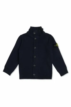 Stone Island Junior NAVY BLUE Cardigan with logo patch