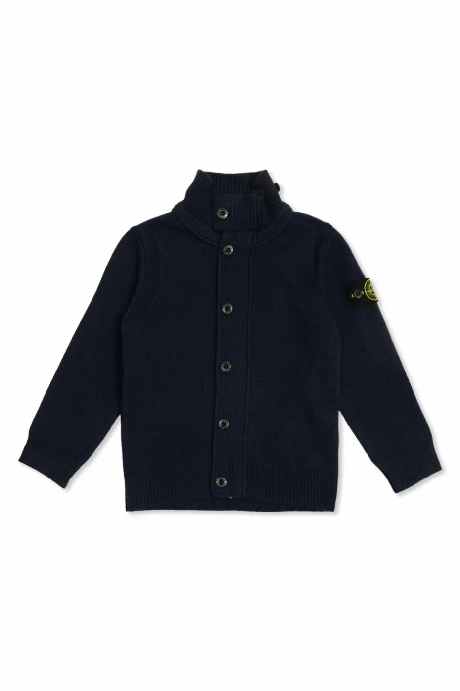 Stone Island Junior NAVY BLUE Cardigan with logo patch