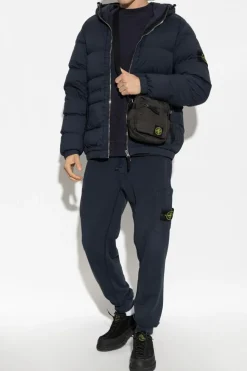 Stone Island NAVY BLUE Down jacket with logo