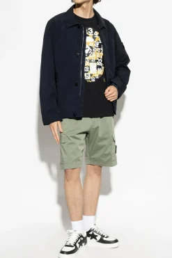 Stone Island NAVY BLUE Jacket with logo patch