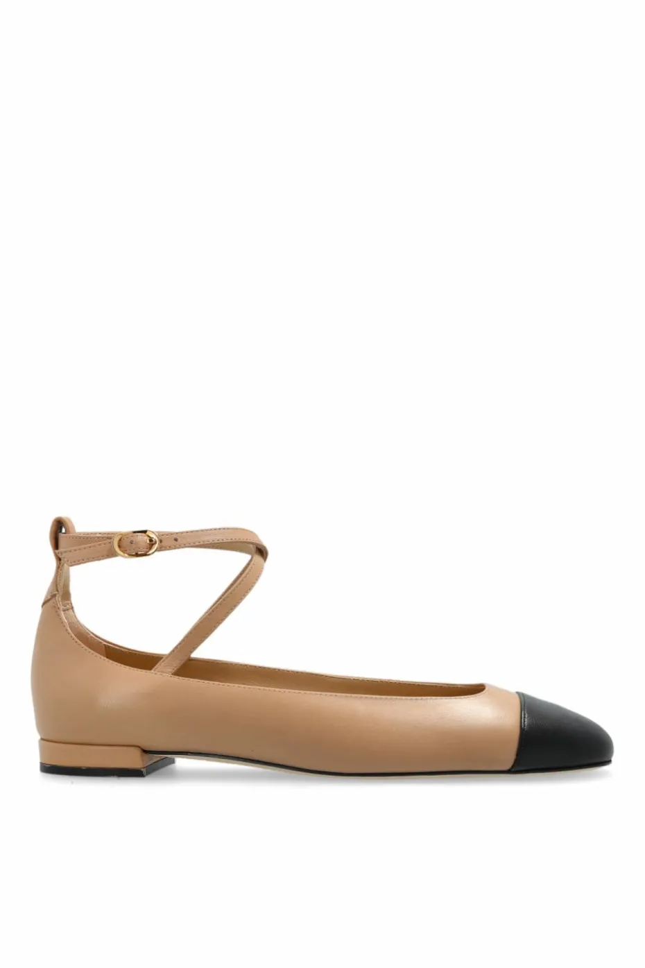 Stuart Weitzman beige Leather ballet flats Eden Strap