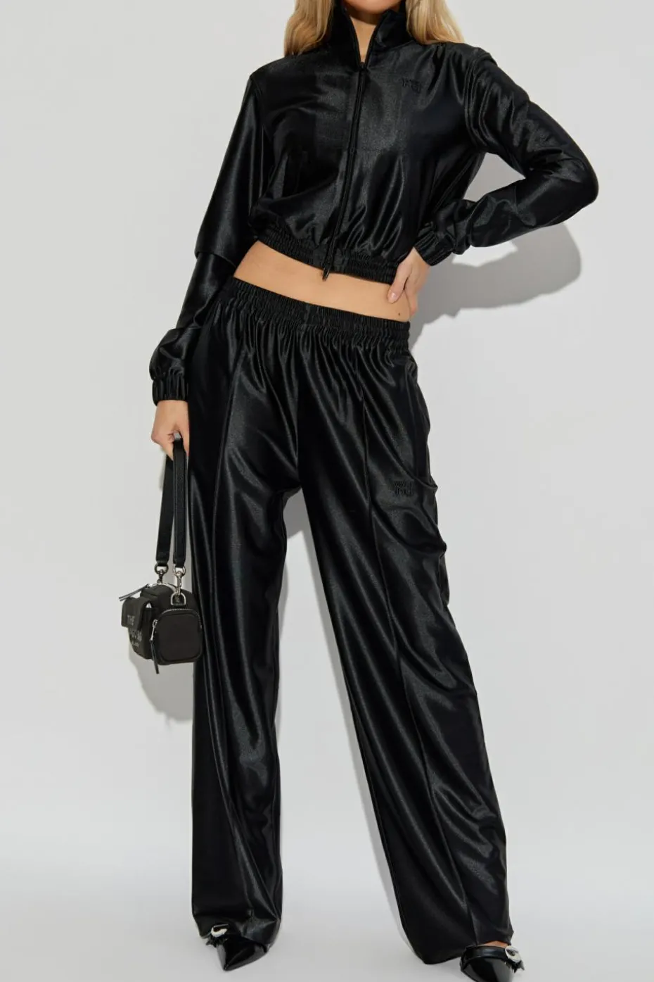 T by Alexander Wang BLACK Pants with a shiny finish