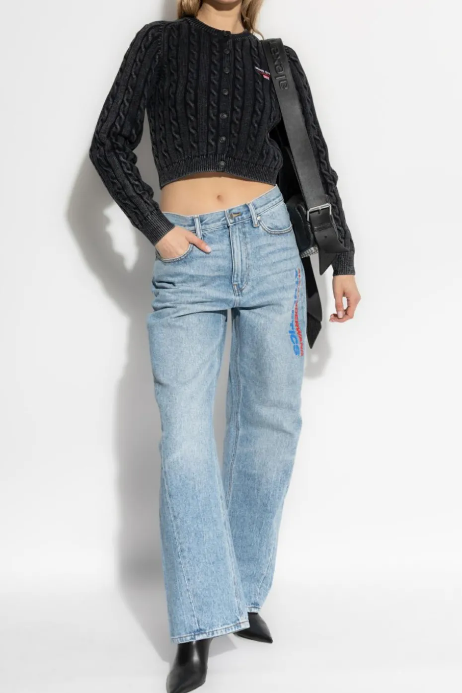 T by Alexander Wang BLACK Cardigan with decorative knit