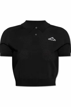 T by Alexander Wang BLACK Polo with printed logo