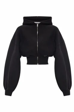 T by Alexander Wang BLACK Cropped hoodie with logo