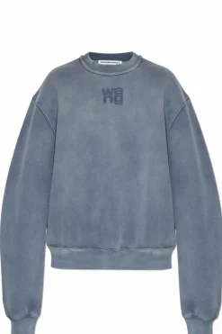 T by Alexander Wang BLUE Sweatshirt with printed logo