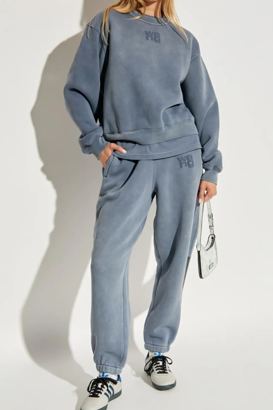 T by Alexander Wang BLUE Sweatshirt with printed logo