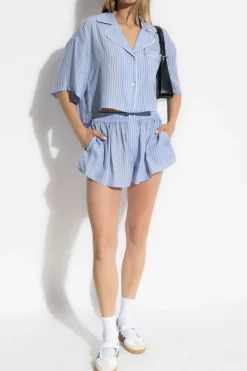 T by Alexander Wang BLUE Loose-fit shirt with striped pattern